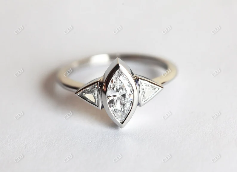 0.70ctw Three Stone Marquise Cut Moissanite Ring  customdiamjewel   