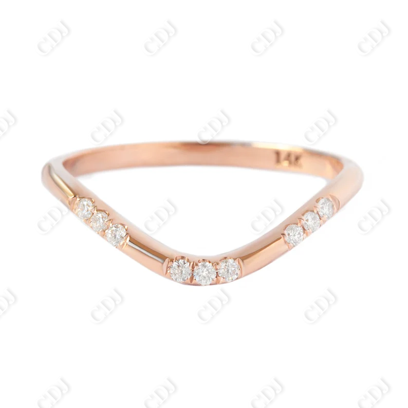 Trio Lab Grown Diamond Curved Wedding Band  customdiamjewel 10KT Rose Gold VVS-EF