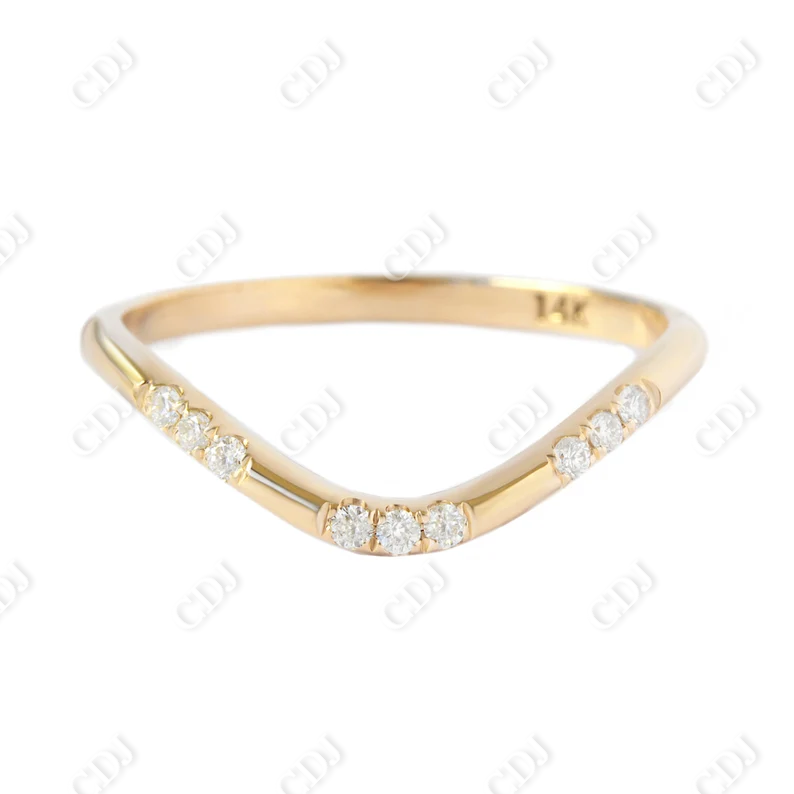 Trio Lab Grown Diamond Curved Wedding Band  customdiamjewel 10KT Yellow Gold VVS-EF