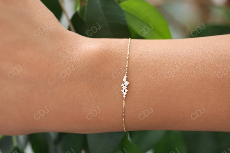 14k Gold Natural Diamond Cluster Bracelet  customdiamjewel   