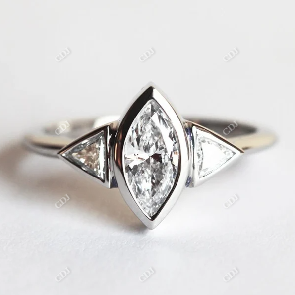 0.70ctw Three Stone Marquise Cut Moissanite Ring  customdiamjewel 10KT White Gold VVS-EF