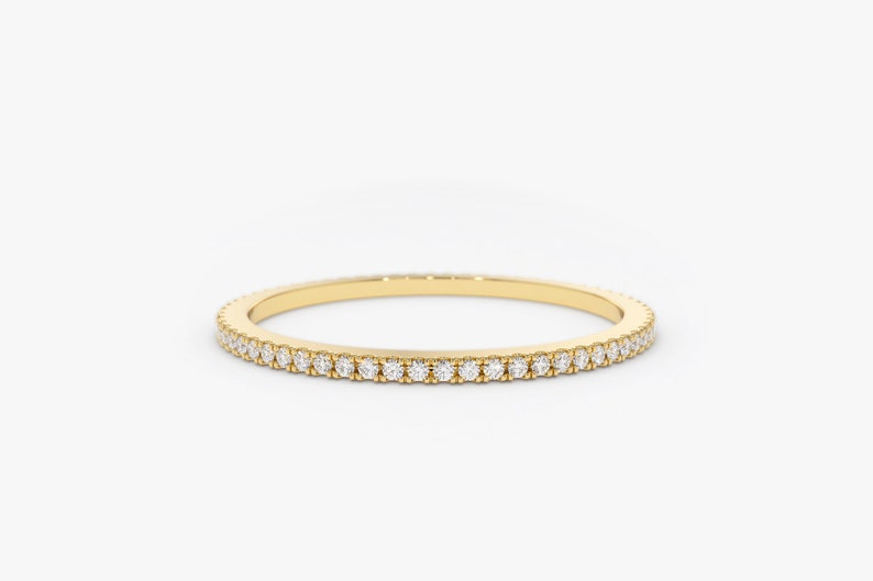 0.20CTW Round Cut Natural Diamond Stackable Thin Band  customdiamjewel 10KT Yellow Gold VVS-EF