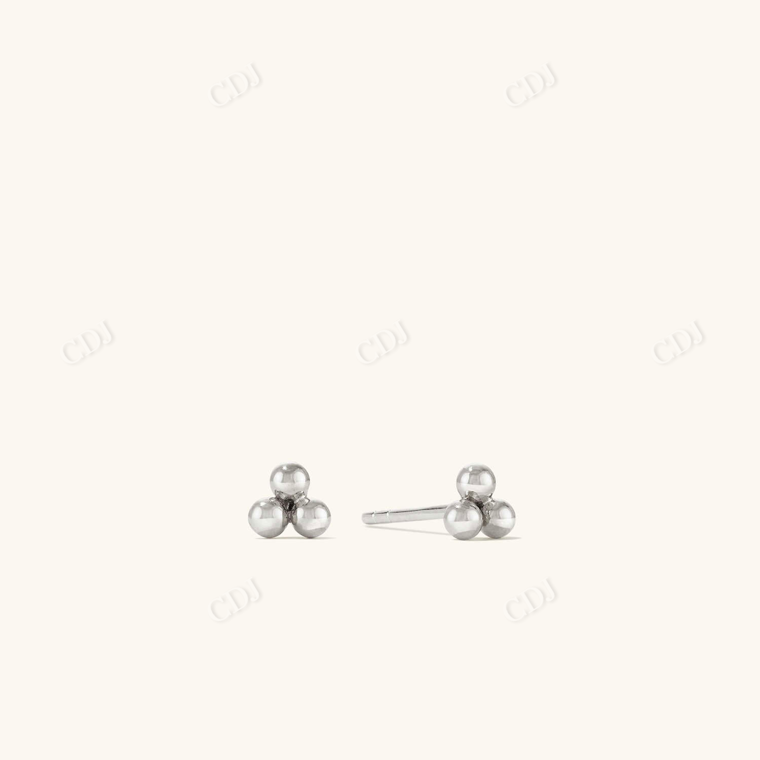 Three Spheres Cluster Stud Earrings  customdiamjewel 10 KT Solid Gold White Gold 