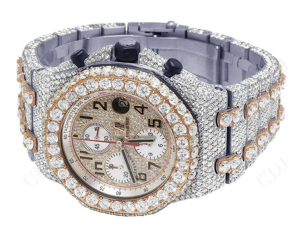 Rose Gold 39.35 CTW Ice Out Real Diamond Watch  customdiamjewel   