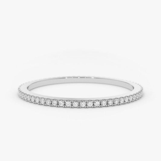 0.20CTW Round Cut Natural Diamond Stackable Thin Band  customdiamjewel 10KT White Gold VVS-EF