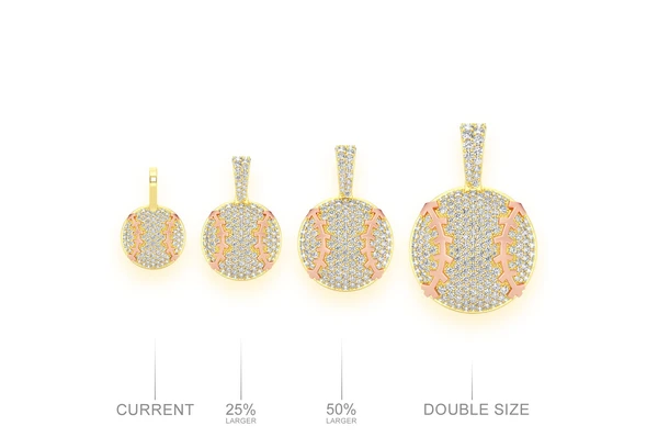 0.33CTW Cluster Diamond Baseball Pendant  customdiamjewel   