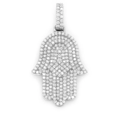 3.75CTW Iced Out Hamsa Pendant  customdiamjewel   