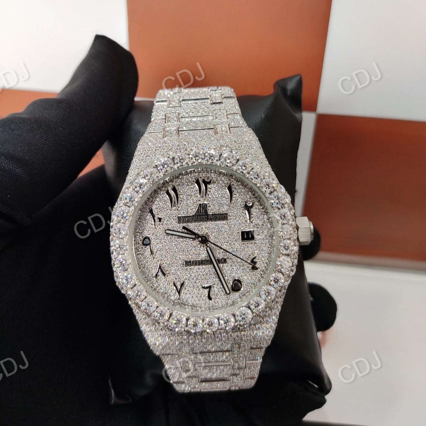 Stainless Steel Diamond Mechanical Watch  customdiamjewel   