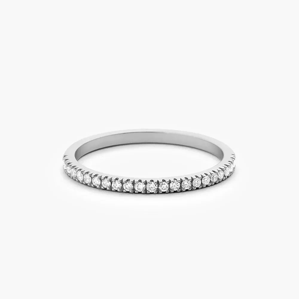 0.25CTW Round Cut Half Eternity Diamond Wedding Band  customdiamjewel 10KT White Gold VVS-EF