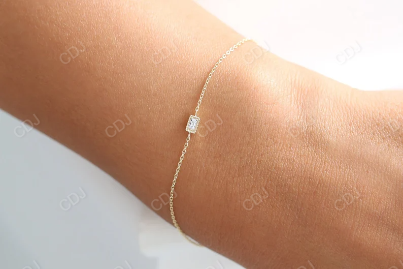 3.25x 1.5MM Dainty Baguette Lab Grown Diamond Bracelet  customdiamjewel   