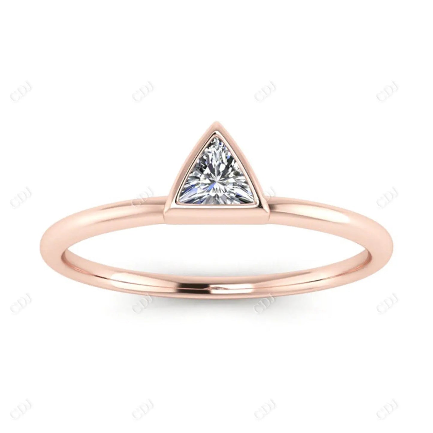 0.15CTW Trillion Bezel Set Solitaire Lab Grown Diamond Ring  customdiamjewel 10KT Rose Gold VVS-EF