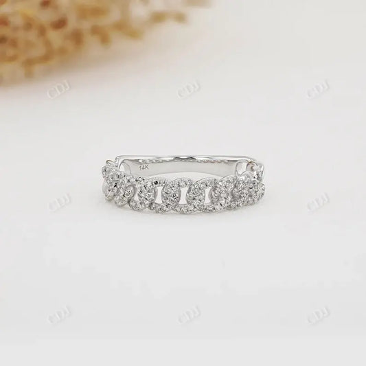 0.28CTW Diamond Pave Cuban Curb Link Wedding Band  customdiamjewel 10KT White Gold VVS-EF