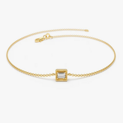 Dainty Baguette Cut Natural Diamond Classic Bracelet  customdiamjewel 10 KT Solid Gold Yellow Gold VVS-EF