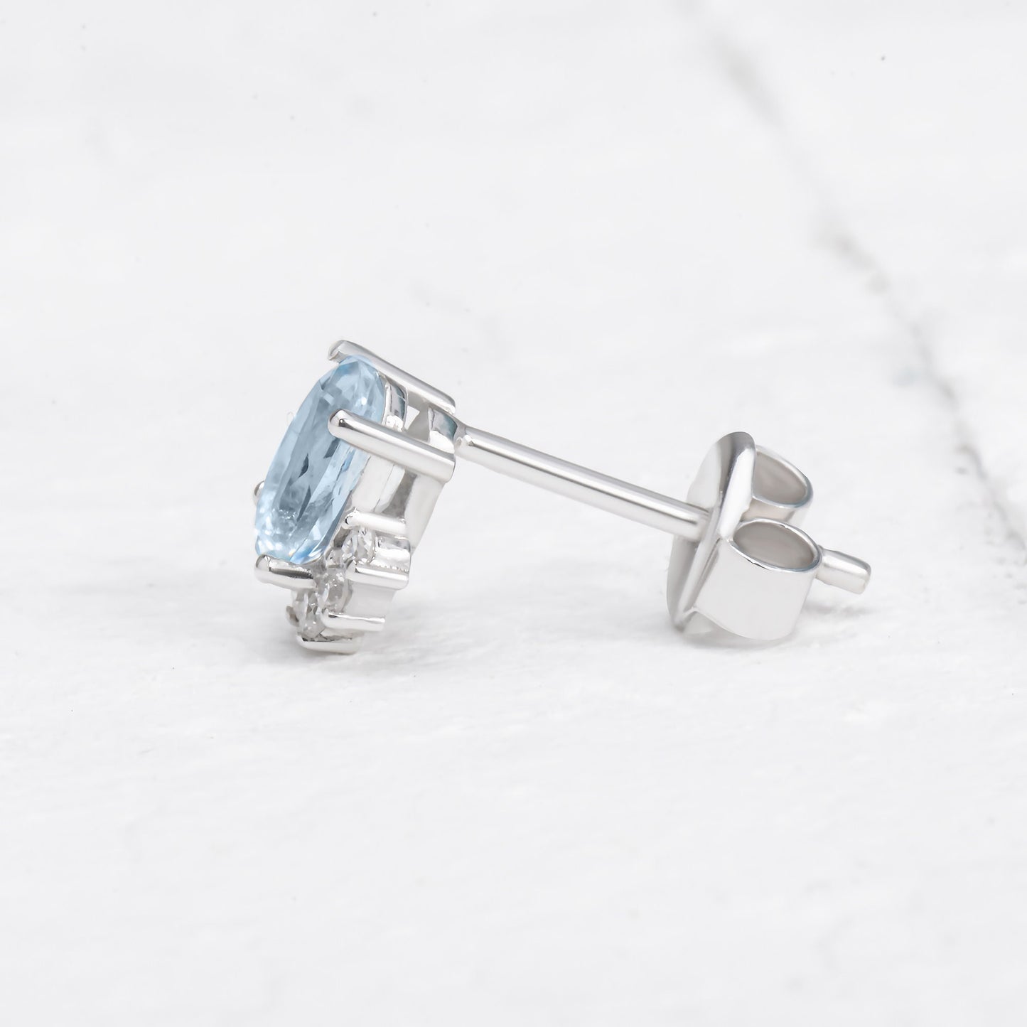 Aquamarine Stud Minimalist Diamond Earrings  customdiamjewel   