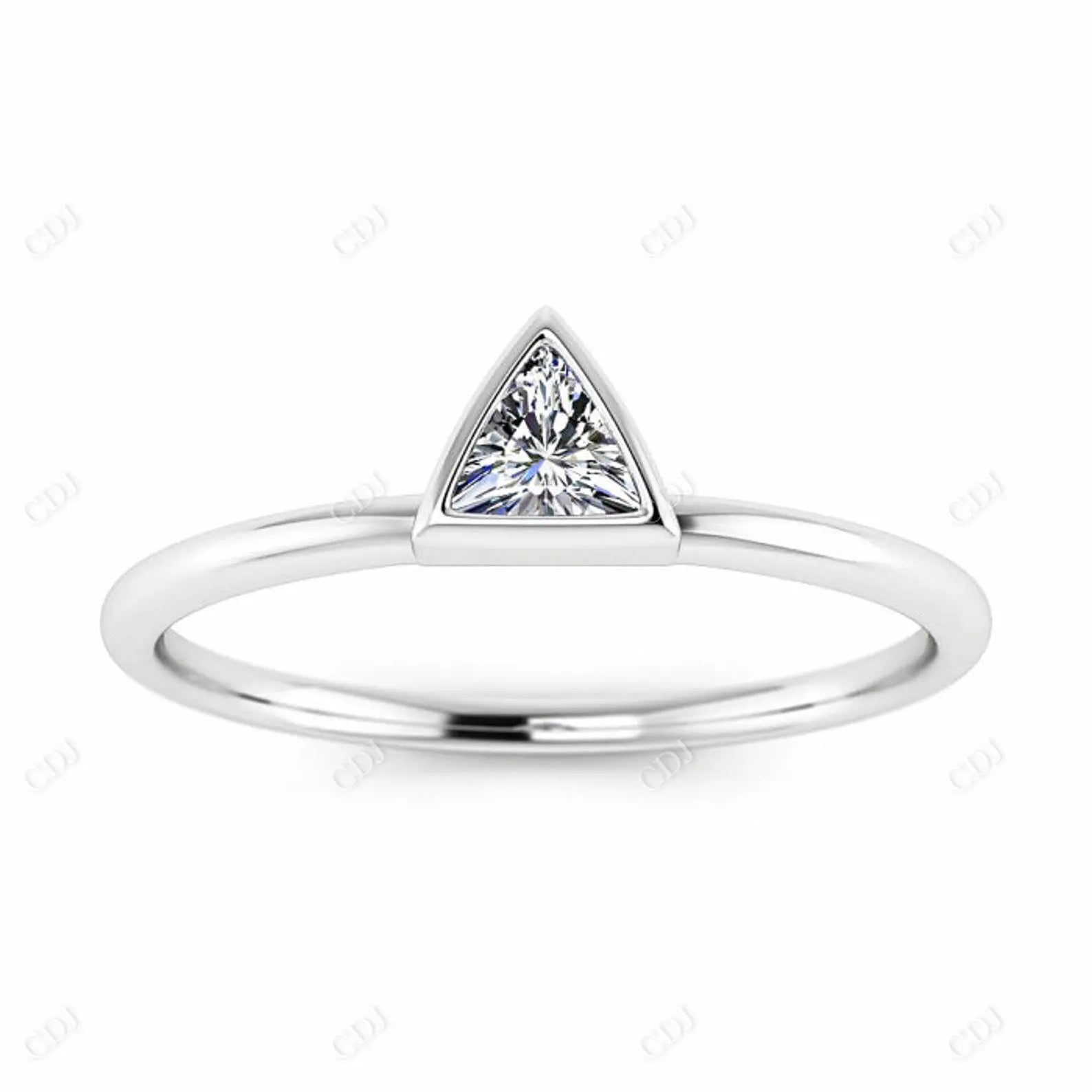 0.15CTW Trillion Bezel Set Solitaire Lab Grown Diamond Ring  customdiamjewel 10KT White Gold VVS-EF