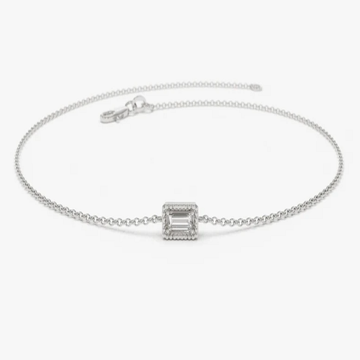 Dainty Baguette Cut Natural Diamond Classic Bracelet  customdiamjewel 10 KT Solid Gold White Gold VVS-EF