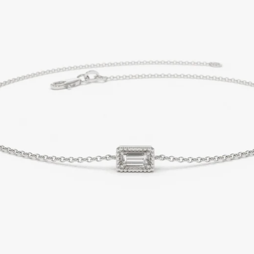 3.25x 1.5MM Dainty Baguette Lab Grown Diamond Bracelet  customdiamjewel   