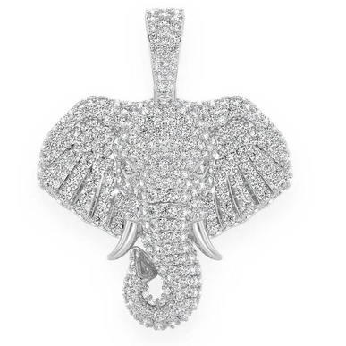 2.33CTW Cluster Diamond Elephant Head Pendant  customdiamjewel   