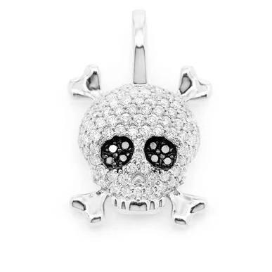 0.45CTW Iced Out Skull And Crossbones Pendant  customdiamjewel   