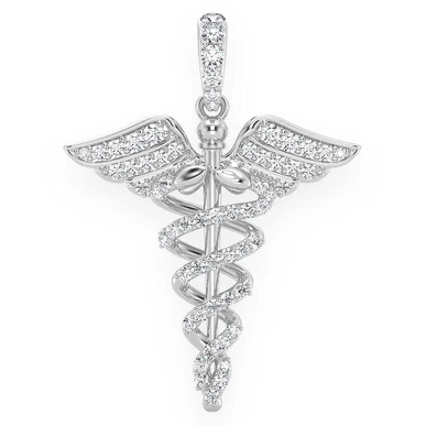 0.65CTW Diamond Caduceus Medical Pendant  customdiamjewel   