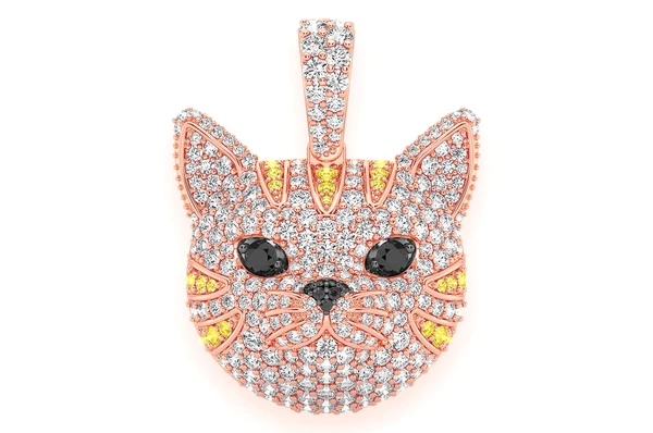 1.90CTW Round Diamond Cat Face Pendant  customdiamjewel   