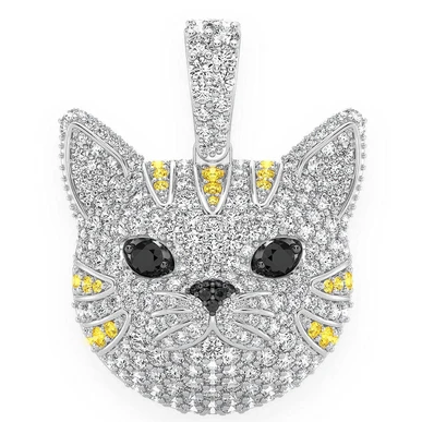 1.90CTW Round Diamond Cat Face Pendant  customdiamjewel   