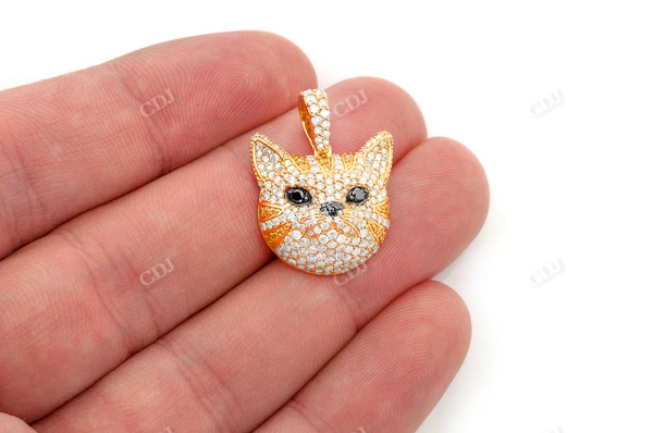 1.90CTW Round Diamond Cat Face Pendant  customdiamjewel   