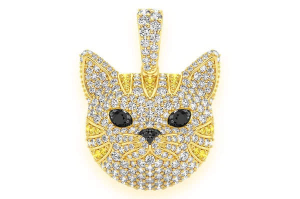 1.90CTW Round Diamond Cat Face Pendant  customdiamjewel   