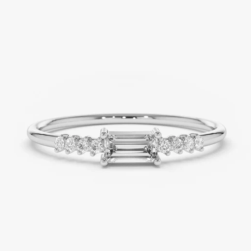 0.25CTW Minimalist Baguette Lab Grown Diamonds Solitaire Band  customdiamjewel 10KT White Gold VVS-EF