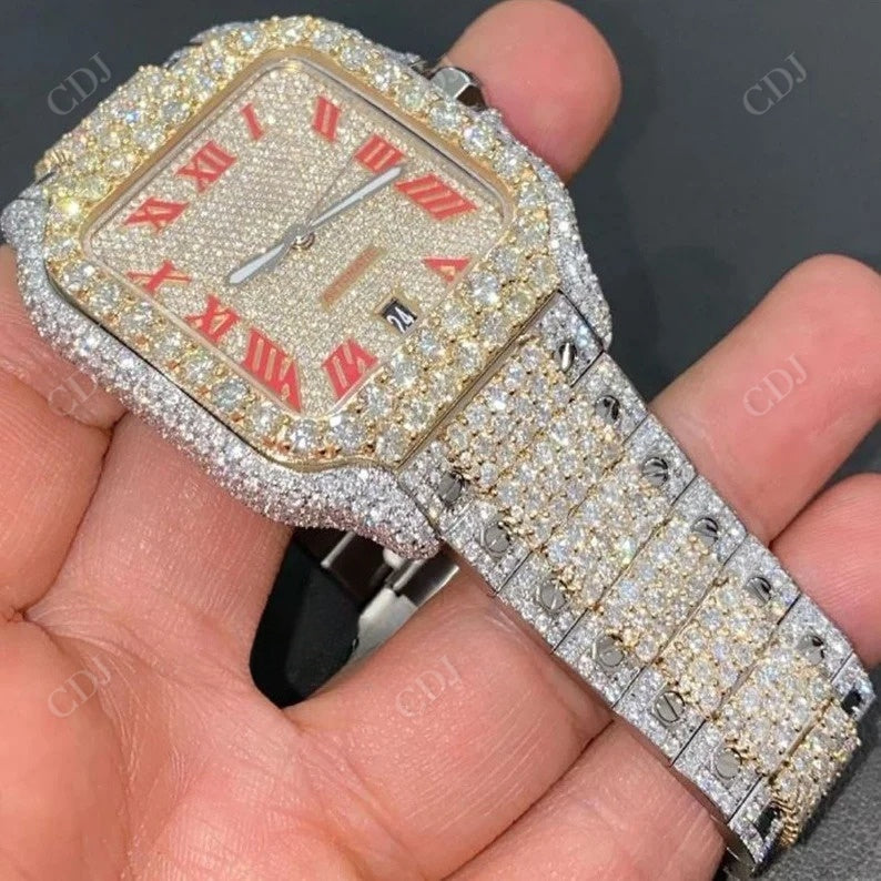 Fully Iced Out Hip Hop Two Tone Diamond Watch  customdiamjewel   