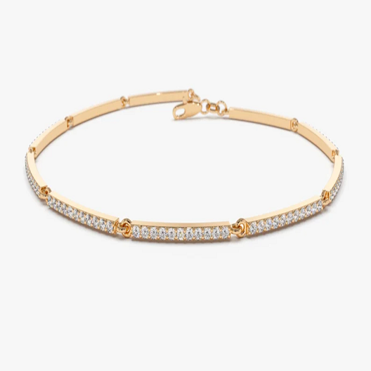 14k Solid Gold Pave Stackable Natural Diamond Bar Bracelet  customdiamjewel 10 KT Solid Gold Rose Gold VVS-EF