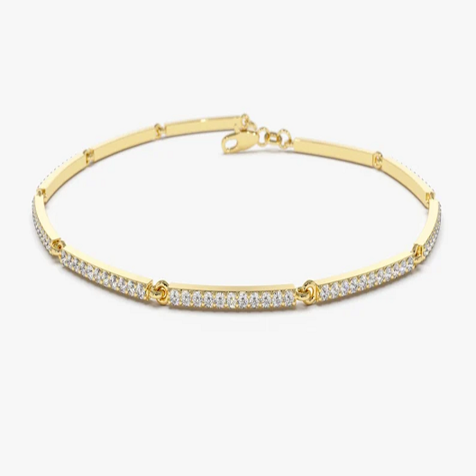 14k Solid Gold Pave Stackable Natural Diamond Bar Bracelet  customdiamjewel 10 KT Solid Gold Yellow Gold VVS-EF