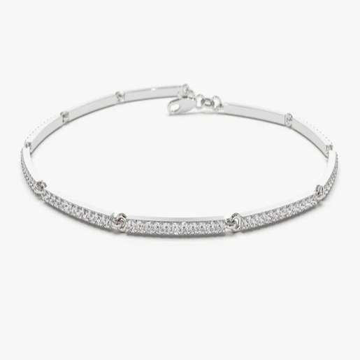 14k Solid Gold Pave Stackable Natural Diamond Bar Bracelet  customdiamjewel 10 KT Solid Gold White Gold VVS-EF