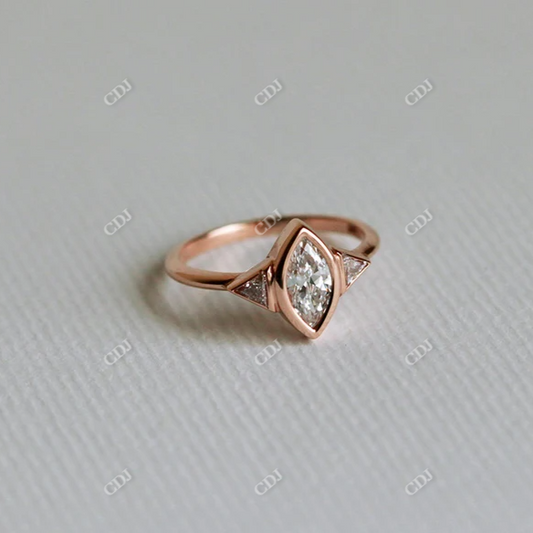 Three Stone Marquise Cut Moissanite Solitaire Ring  customdiamjewel 10KT Rose Gold VVS-EF