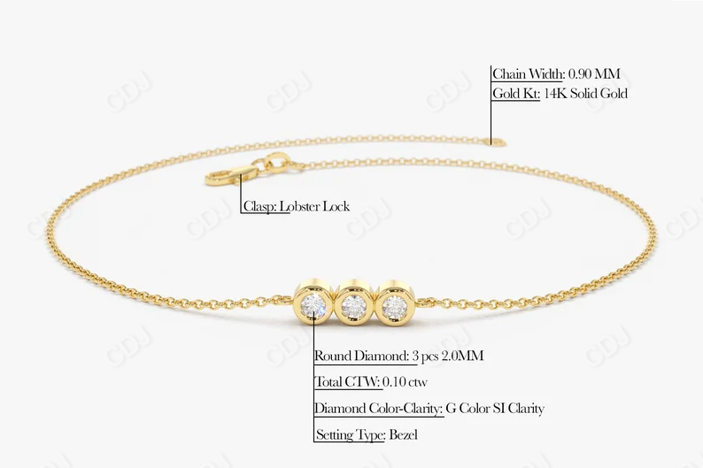 Moissanite 14k Solid Gold Bezel Set Bracelet  customdiamjewel   