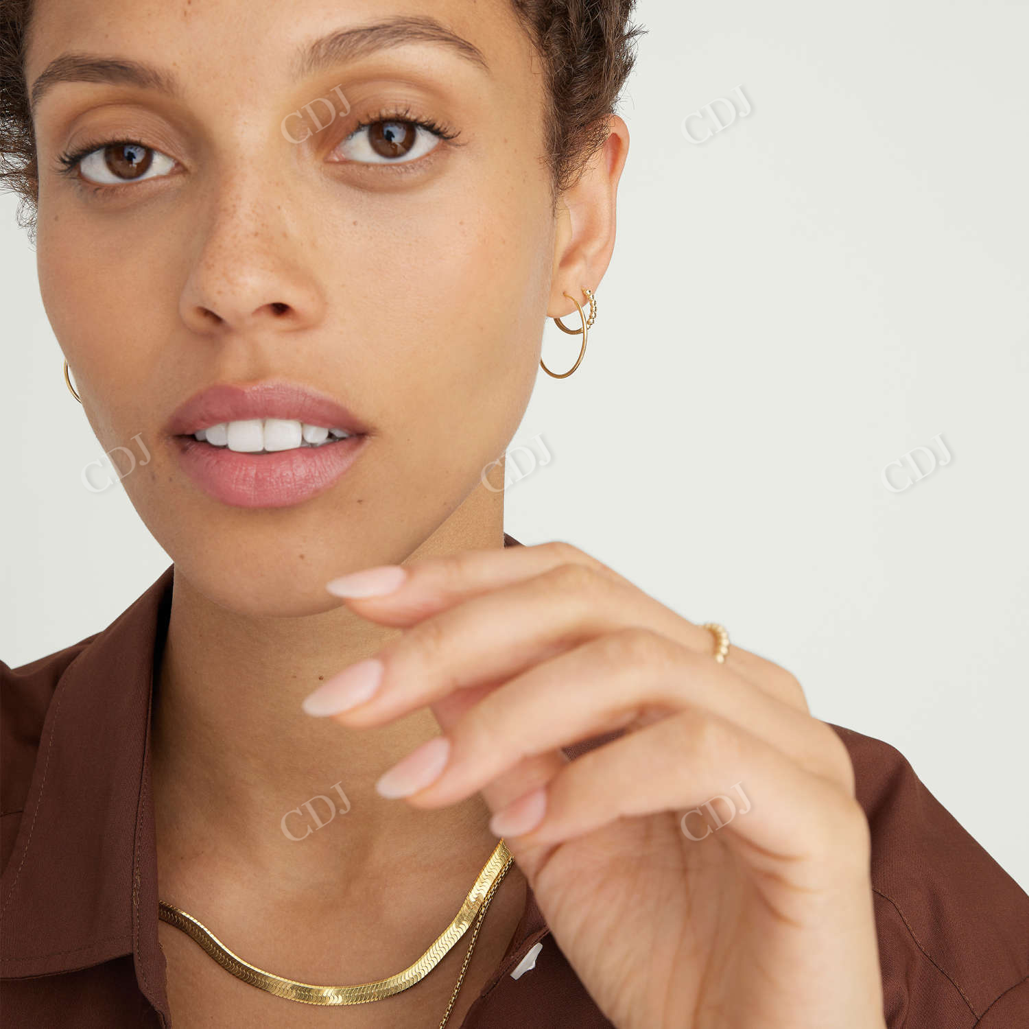 Round Natural 14K Solid Gold Between Hoop Earrings  customdiamjewel   