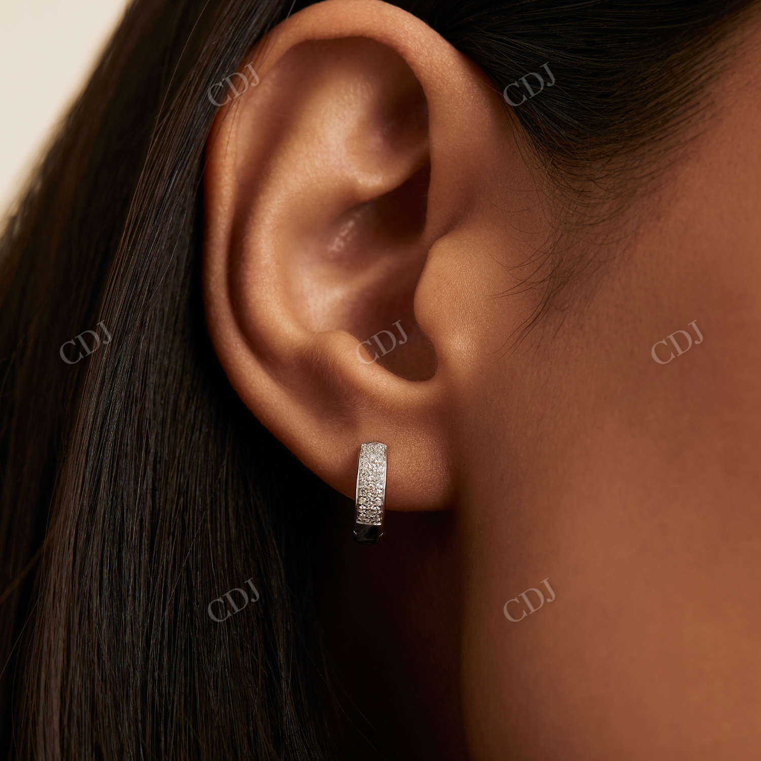 Thick Pave Diamond Bold Huggie Moissanite Gold Earrings  customdiamjewel   