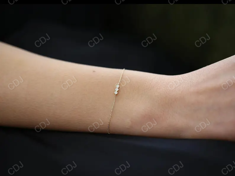 14k Solid Gold Trio Genuine Diamond Bracelet  customdiamjewel   