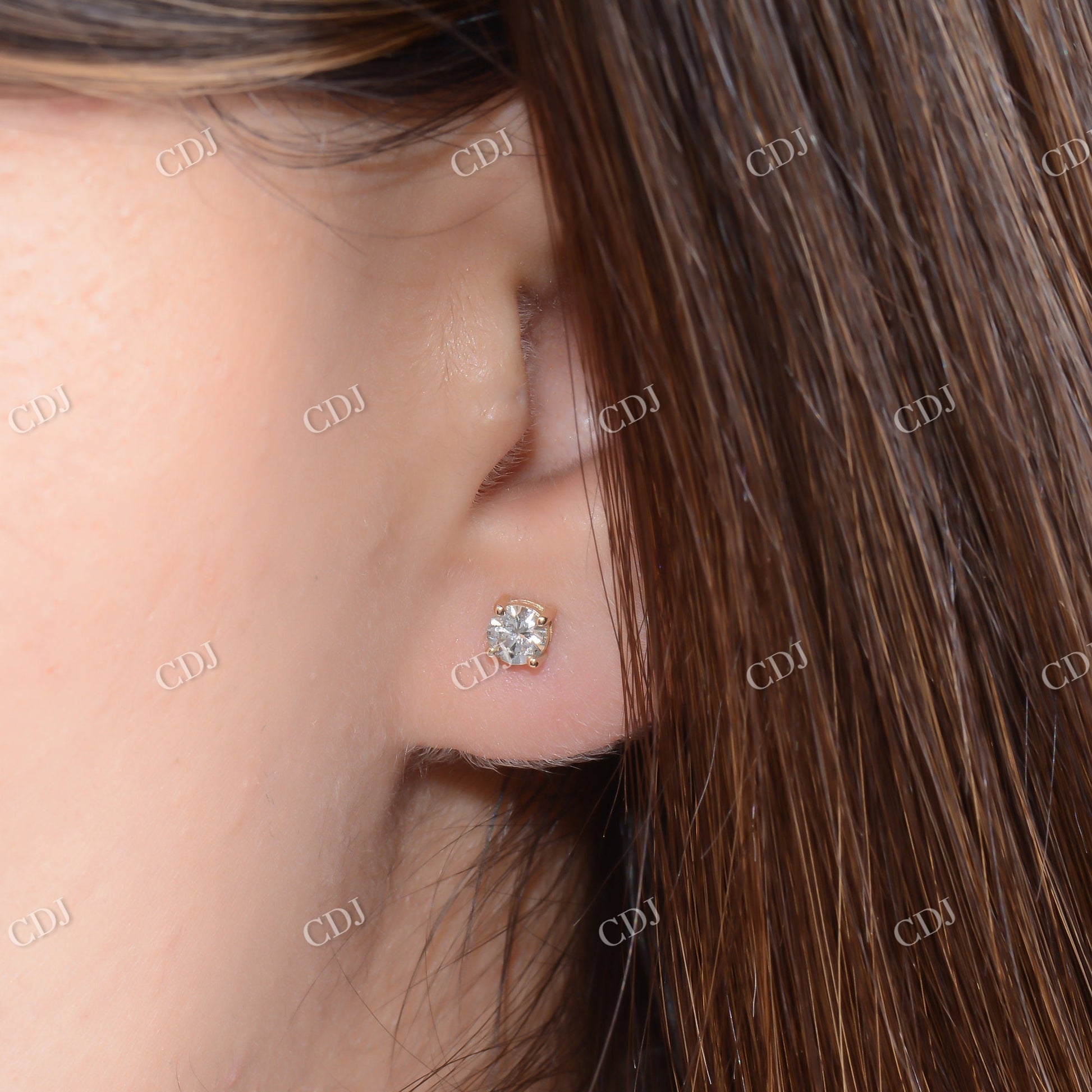 Round Moissanite Stud Diamond Earrings  customdiamjewel   