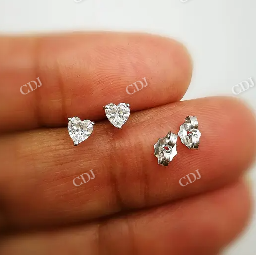 0.75CT Moissanite Heart Shape Stud Earring  customdiamjewel Sterling Silver White Gold VVS-EF