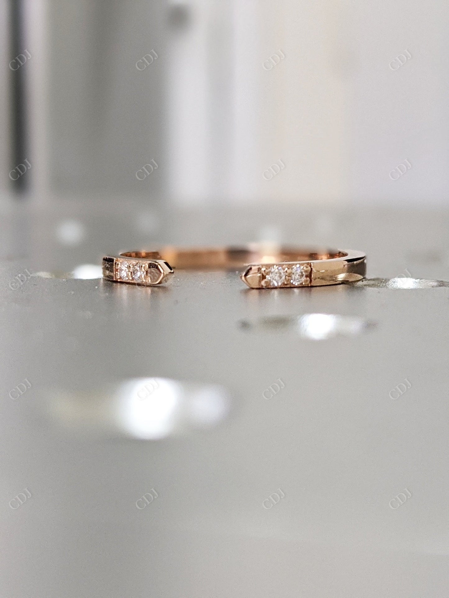 0.05CT Round Lab Grown Diamond Cuff Ring  customdiamjewel 10KT Rose Gold VVS-EF
