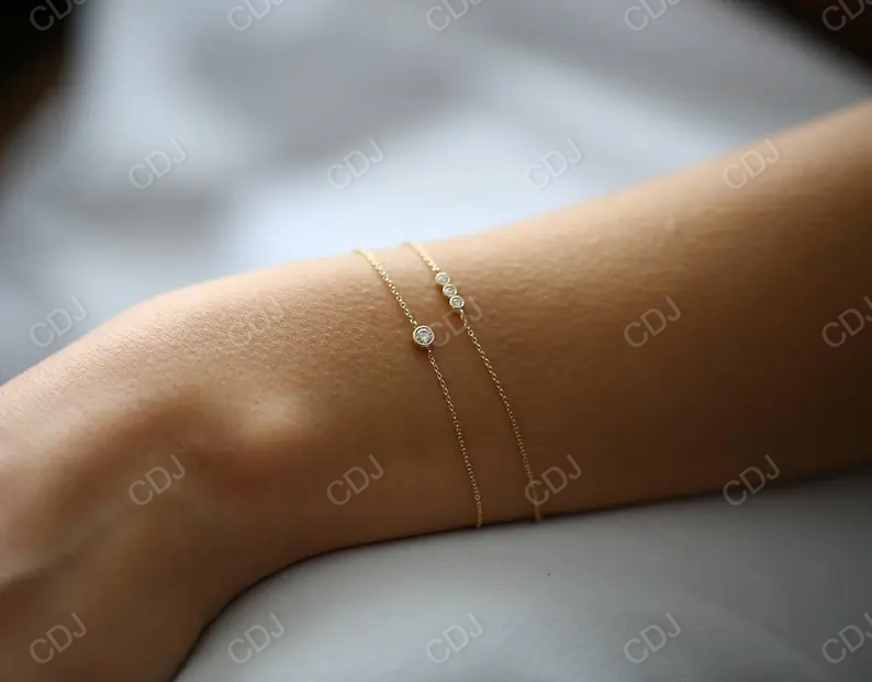 14k Solid Gold Trio Genuine Diamond Bracelet  customdiamjewel   