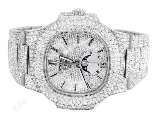 Stainless Steel Ice Out Men's Patek Philippe Diamond Watch (34.65 CTW)  customdiamjewel   