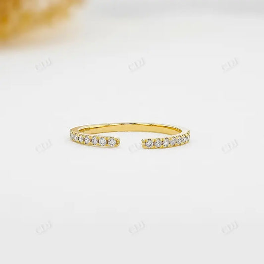 0.16CTW Round Diamond Open Shank Wedding Band  customdiamjewel 10KT Yellow Gold VVS-EF