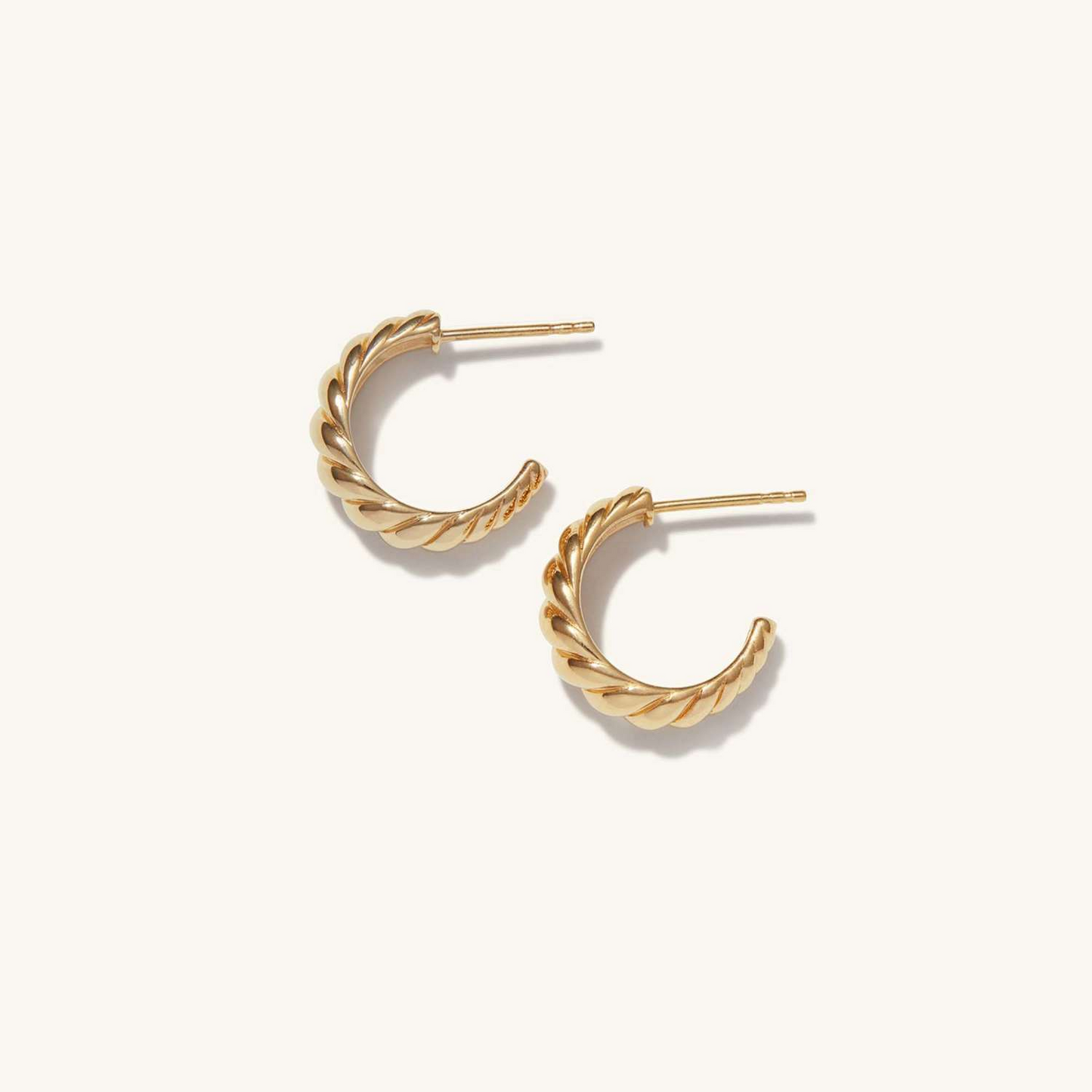 Antique 14K Solid Gold Croissant Dome Hoops Earrings  customdiamjewel   