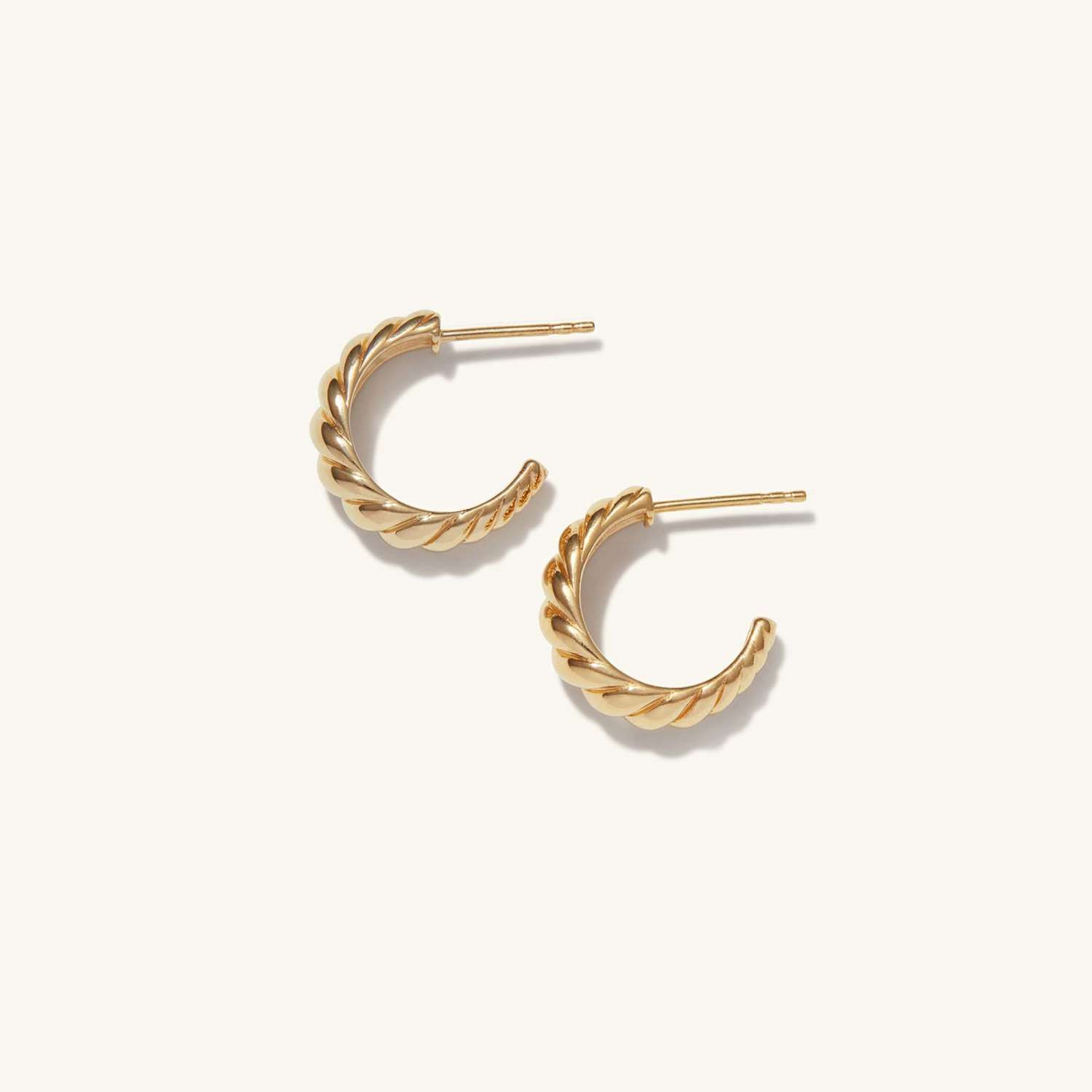 Antique 14K Solid Gold Croissant Dome Hoops Earrings  customdiamjewel   