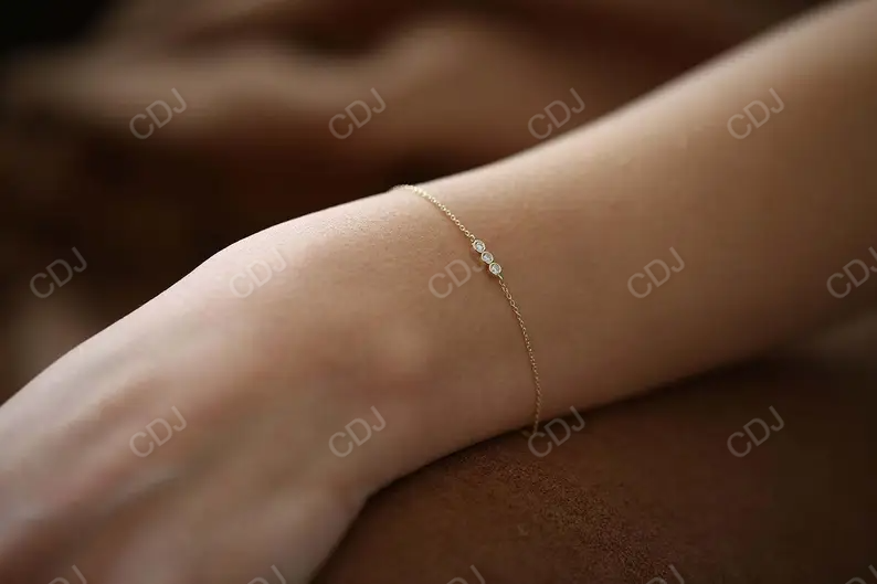 Trio Natural Diamond Bracelet 14k Solid Gold Bezel Setting  customdiamjewel   