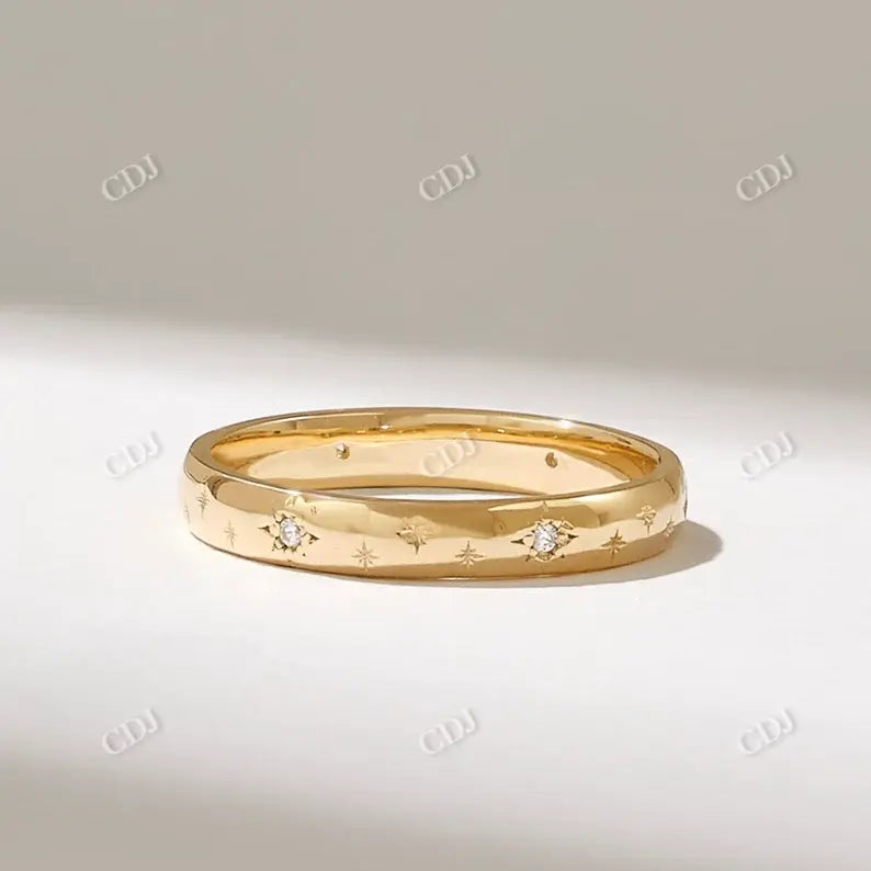 0.05CTW Round CVD Diamond Starburst Wedding Band  customdiamjewel   