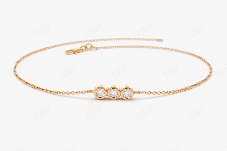 14k Solid Gold Trio Genuine Diamond Bracelet  customdiamjewel 10 KT Solid Gold Rose Gold VVS-EF