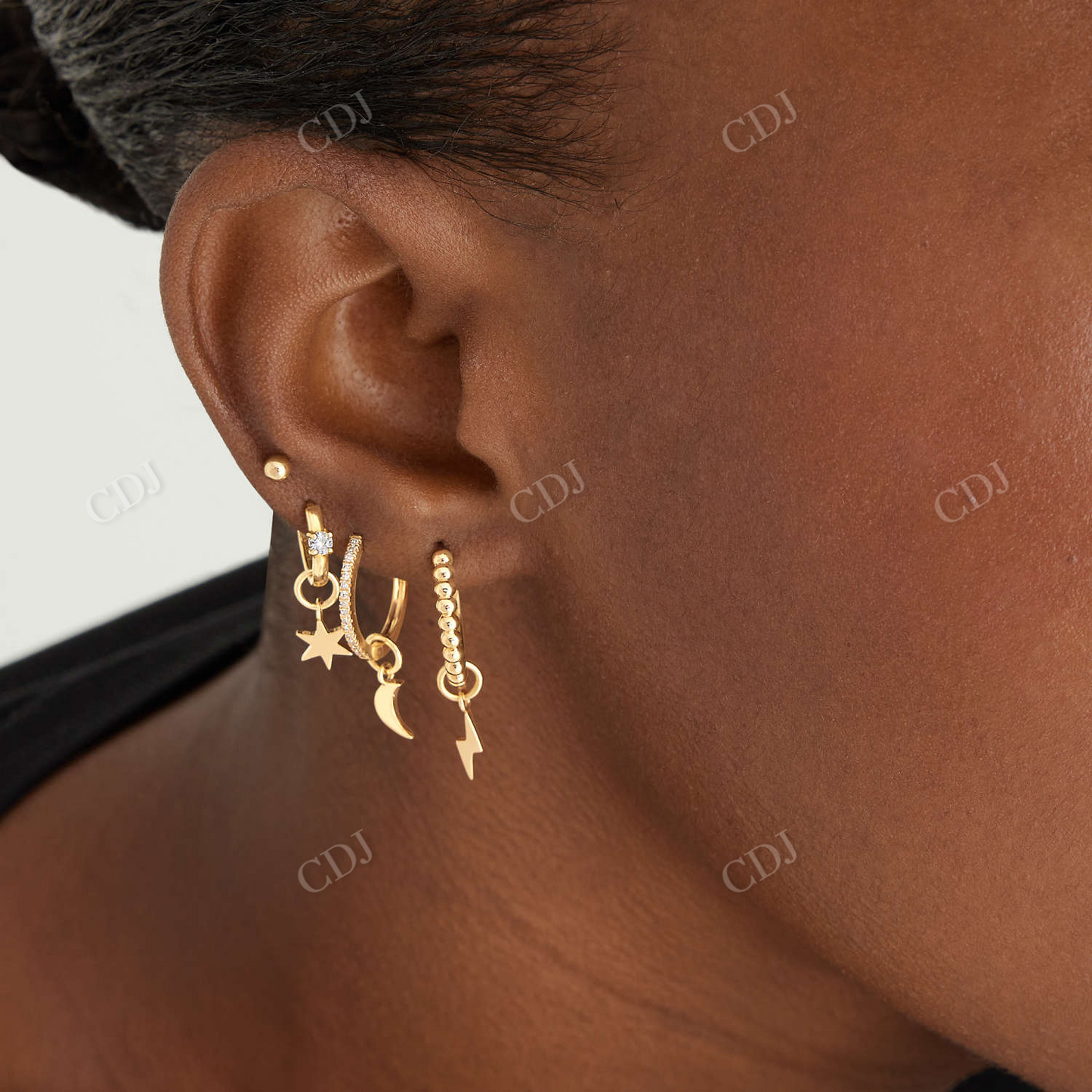 Lab Grown Diamond Single Lightning Bolt Earrings  customdiamjewel   